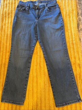 Lee Petites Women's Straight-Leg Denim Mid Rise Relaxed Fit Jeans in Dark Blue